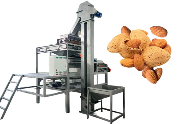 Three-stage almond shelling machine