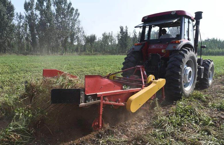 Drum type peanut harvesting machine